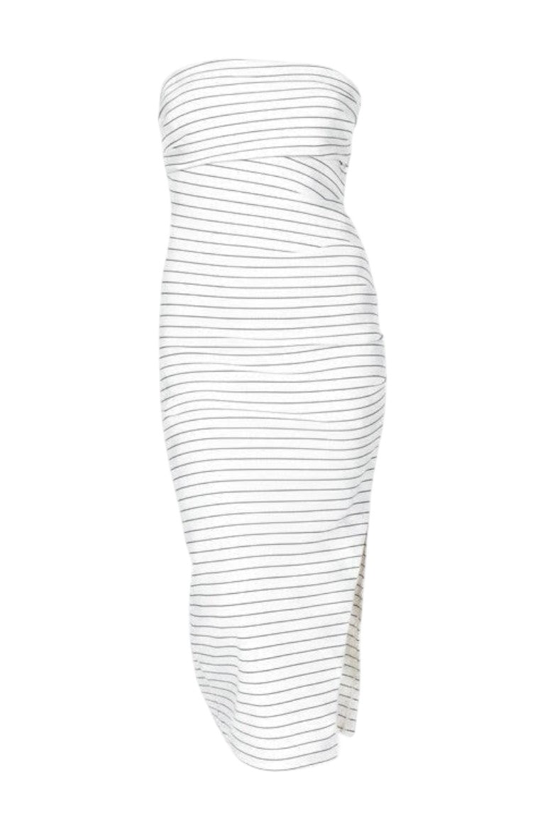steady black and white striped ribbed strapless midi dress RVCA + Steady Black & White Striped Ribbed Strapless Midi Dress